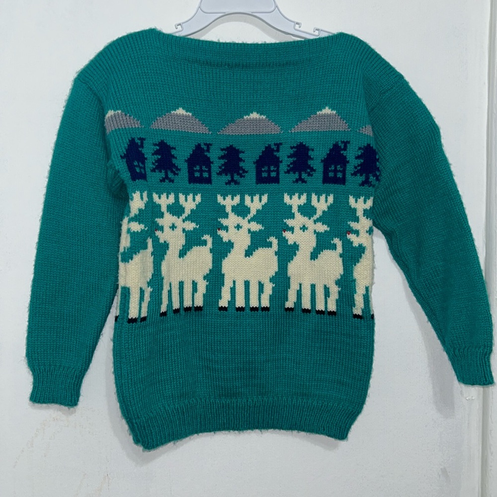 Vintage The Maine Mad-Hatter Acrylic Youth Christmas Sweater Rudolf Reindeer